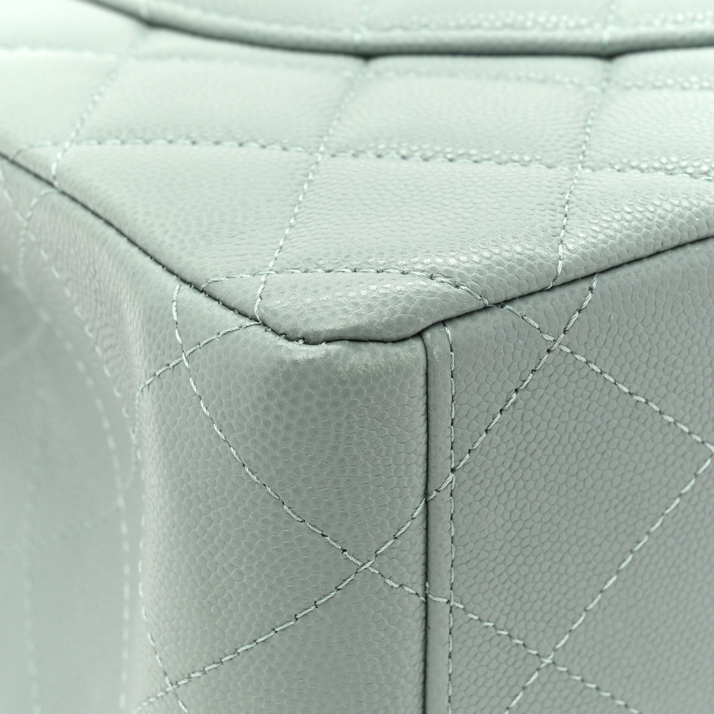 Caviar Quilted Maxi Double Flap Light Blue