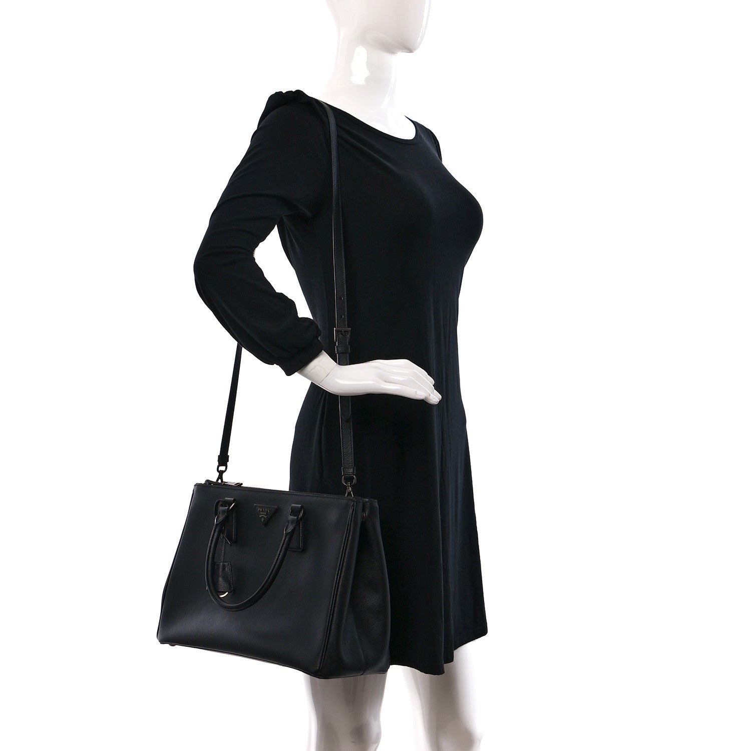 Prada Saffiano Lux Monochrome Large Galleria Double Zip Tote Black 2 of 11