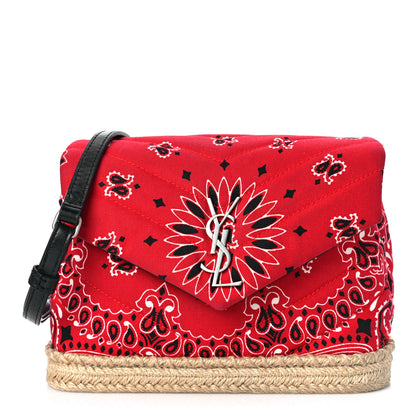 Saint Laurent Cotton Bandana Y Quilted Monogram Toy Loulou Crossbody Bag Red 1 of 12