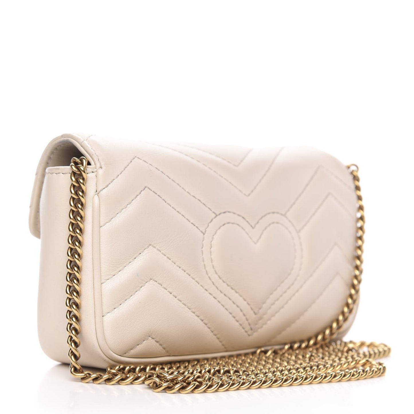 Calfskin Matelasse Super Mini GG Marmont Shoulder Bag White
