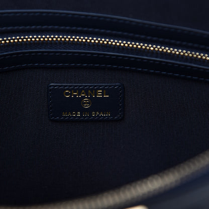 Chanel Caviar Quilted Medium Boy Cosmetic Case Navy 6 of 7