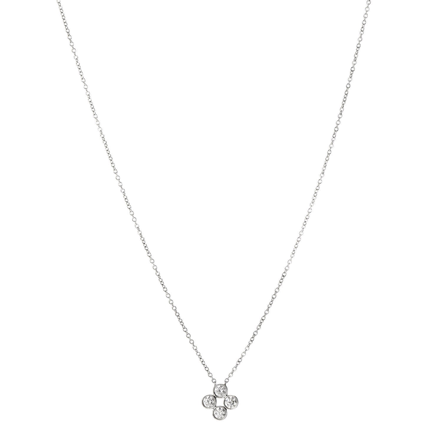 Tiffany Platinum Diamond Four-Stone Pendant Necklace 1 of 5