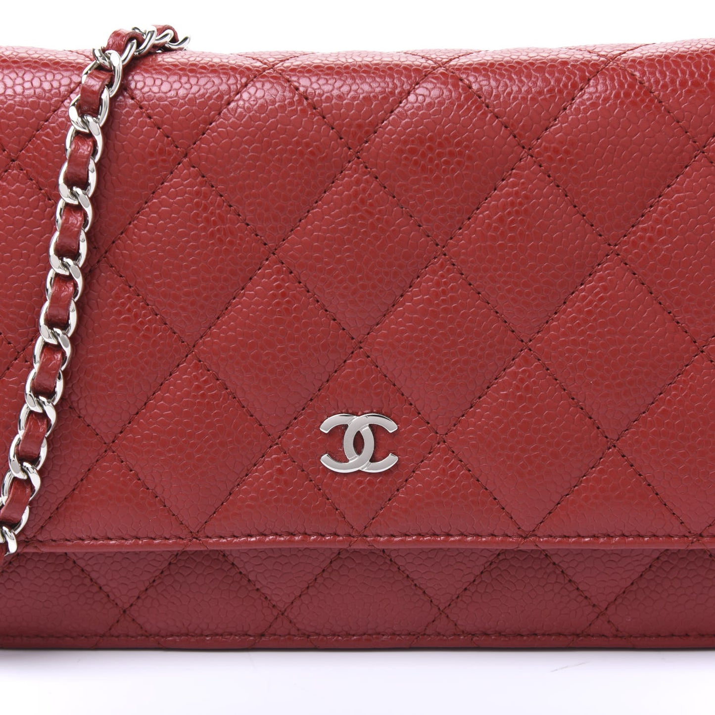 Caviar Quilted Wallet On Chain WOC Red