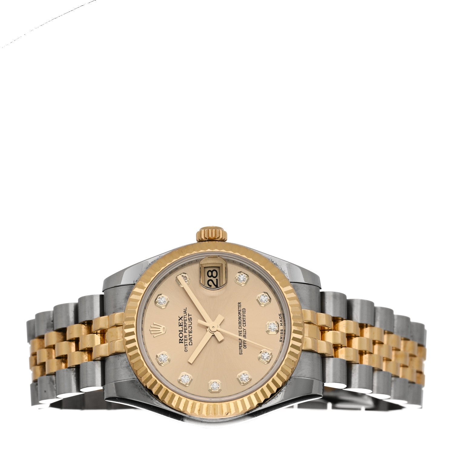 Rolex Stainless Steel 18K Yellow Gold Diamond 31mm Oyster Perpetual Datejust Watch Champagne 178273 2 of 5