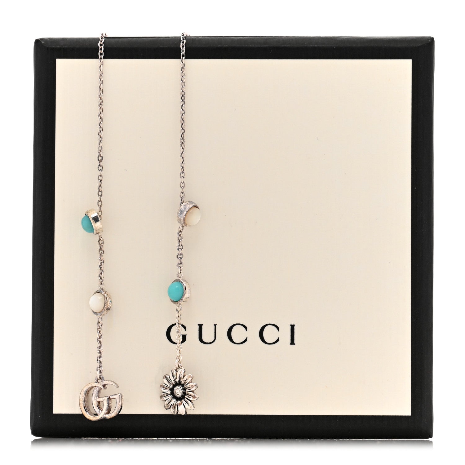 Gucci Sterling Silver Mother of Pearl GG Marmont Turchese Earrings 5 of 5