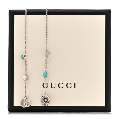 Gucci Sterling Silver Mother of Pearl GG Marmont Turchese Earrings 5 of 5