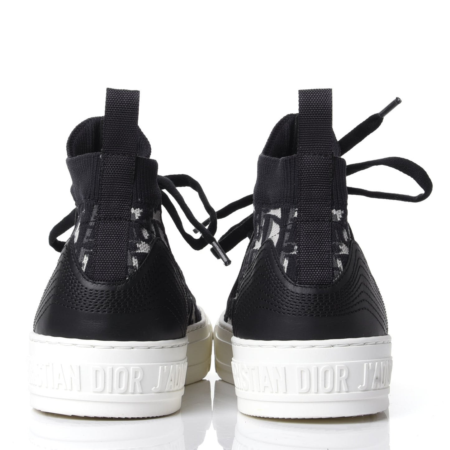 Technical Knit Calfskin Oblique Womens Walk'n Dior Mid Top Sneakers 37.5 Deep Blue