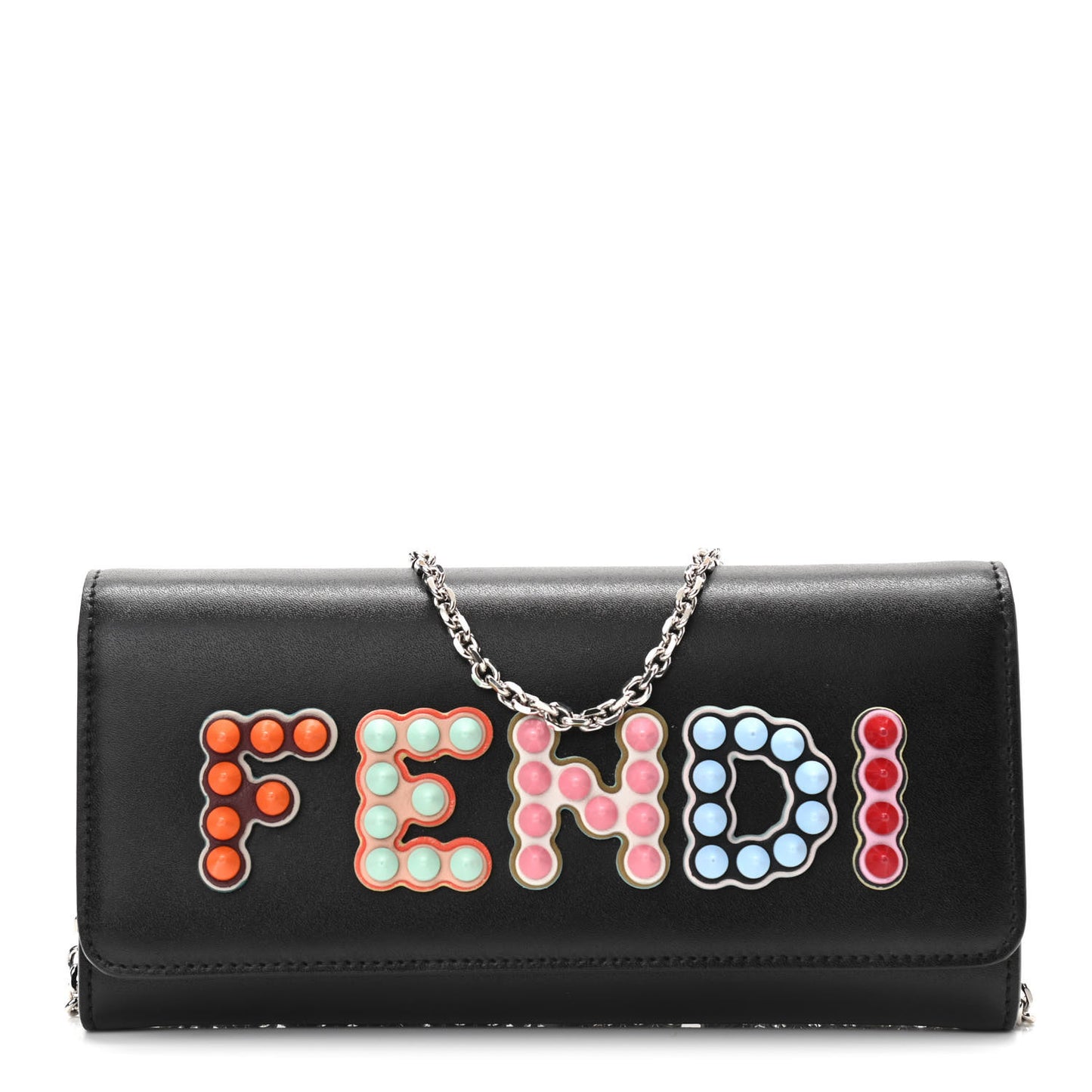 Vitello Liberty Fun Fair Studded Continental Wallet On Chain Black Multicolor
