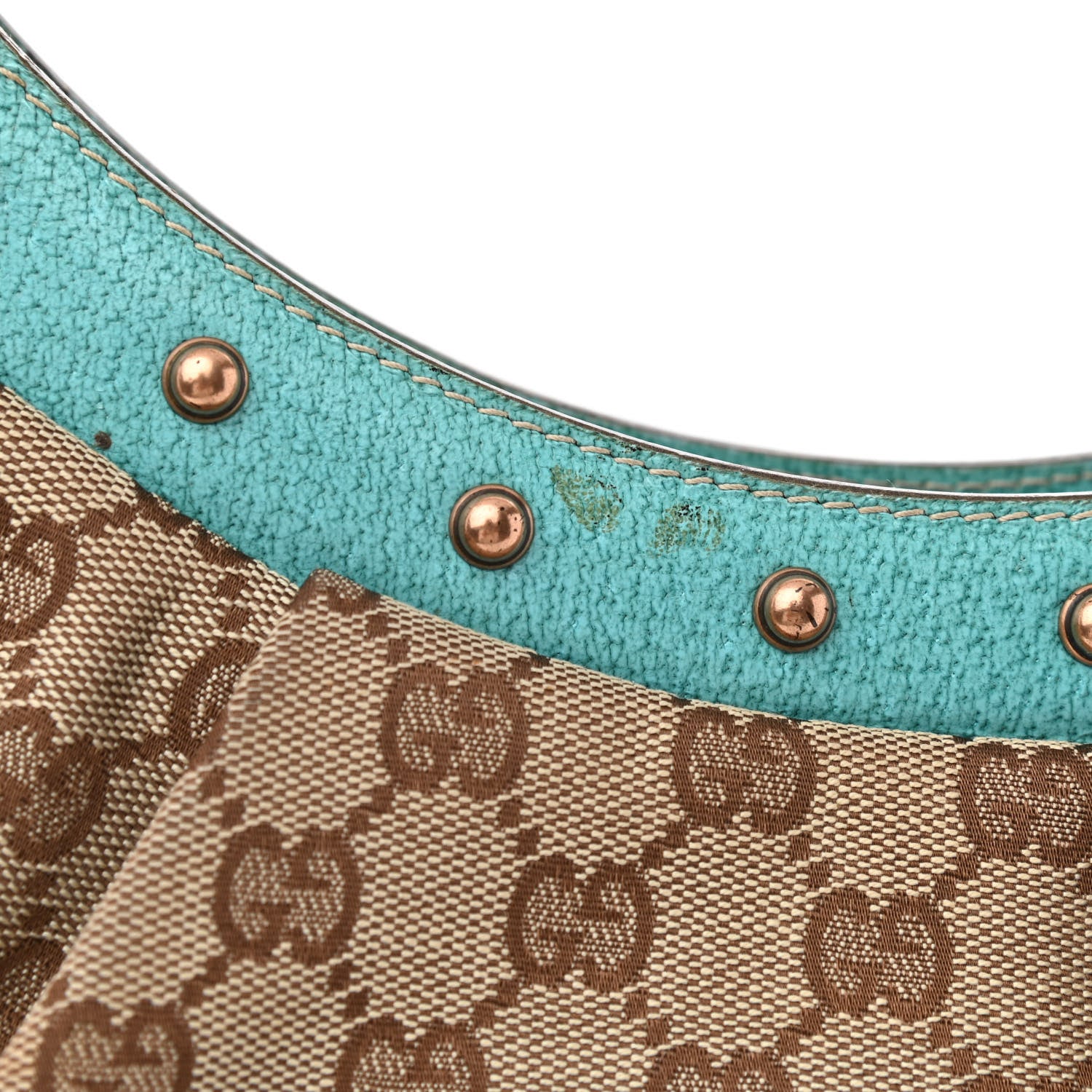 Gucci Monogram Bamboo Top Handle Bag Turquoise 11 of 12