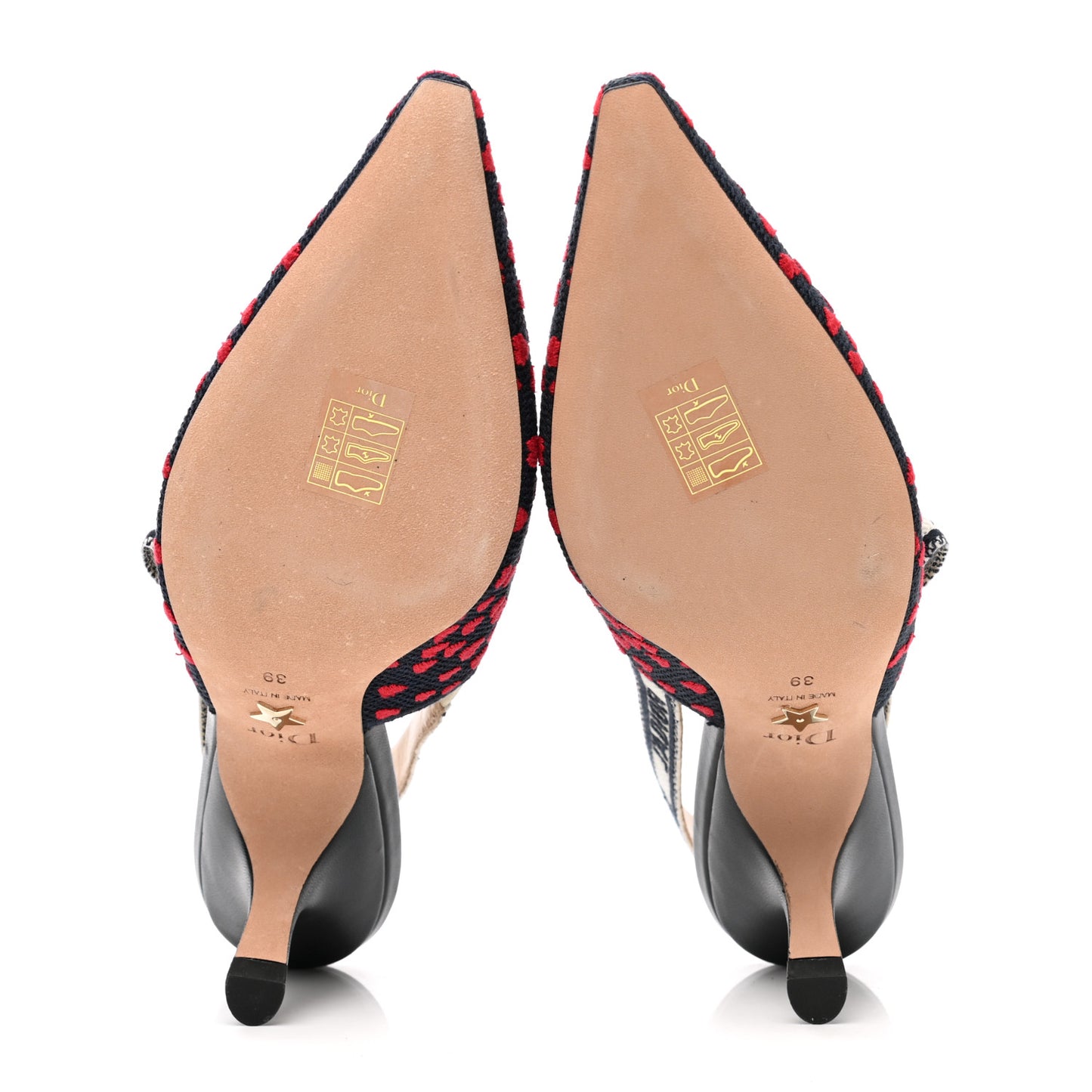 Canvas Ribbon Pop Heart I Love Paris Embroidered J'Adior Slingback 65mm Pumps 39 Red Multicolor
