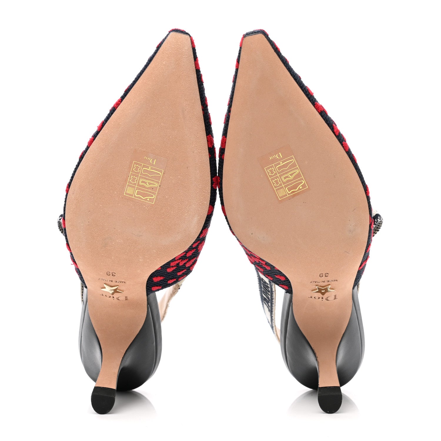 Christian Dior Canvas Ribbon Pop Heart I Love Paris Embroidered J'Adior Slingback 65mm Pumps 39 Red Multicolor 5 of 8