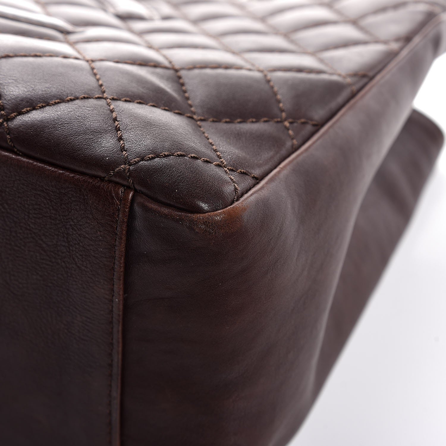 Chanel Calfskin Quilted Grand Shopping Tote GST Dark Brown 11 of 14
