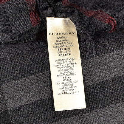 Burberry Wool Silk London Check Lightweight Square Scarf Grey 4 of 4