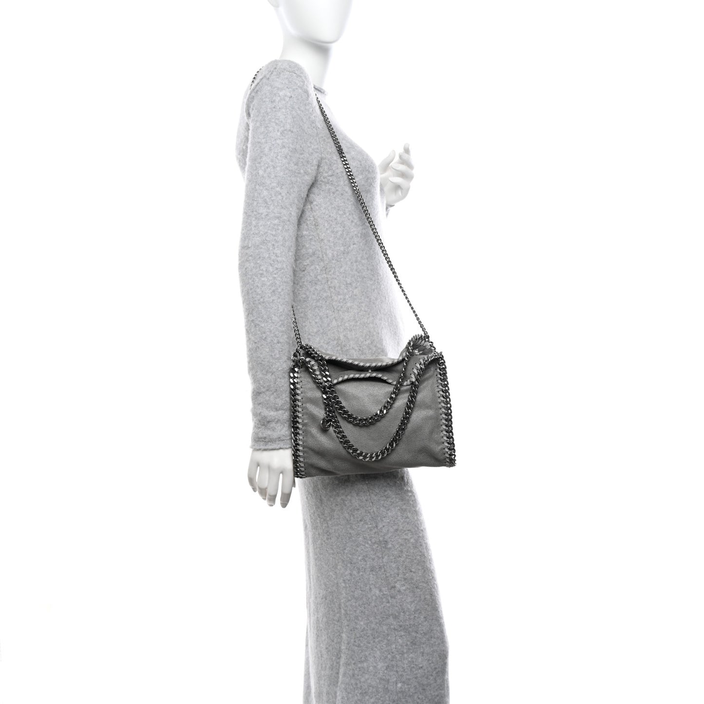 Shaggy Deer Mini Falabella Fold Over Tote Light Grey
