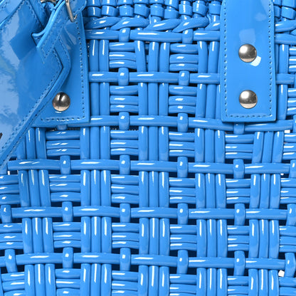 Balenciaga Varnished Faux Calfskin Braided XS Bistro Basket Blue 7 of 9