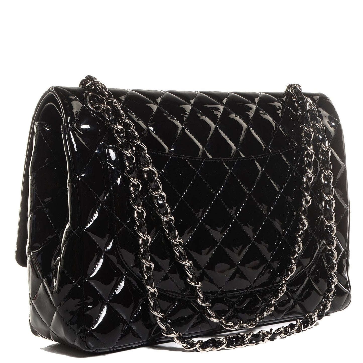 Patent Quilted Maxi Double Flap Black