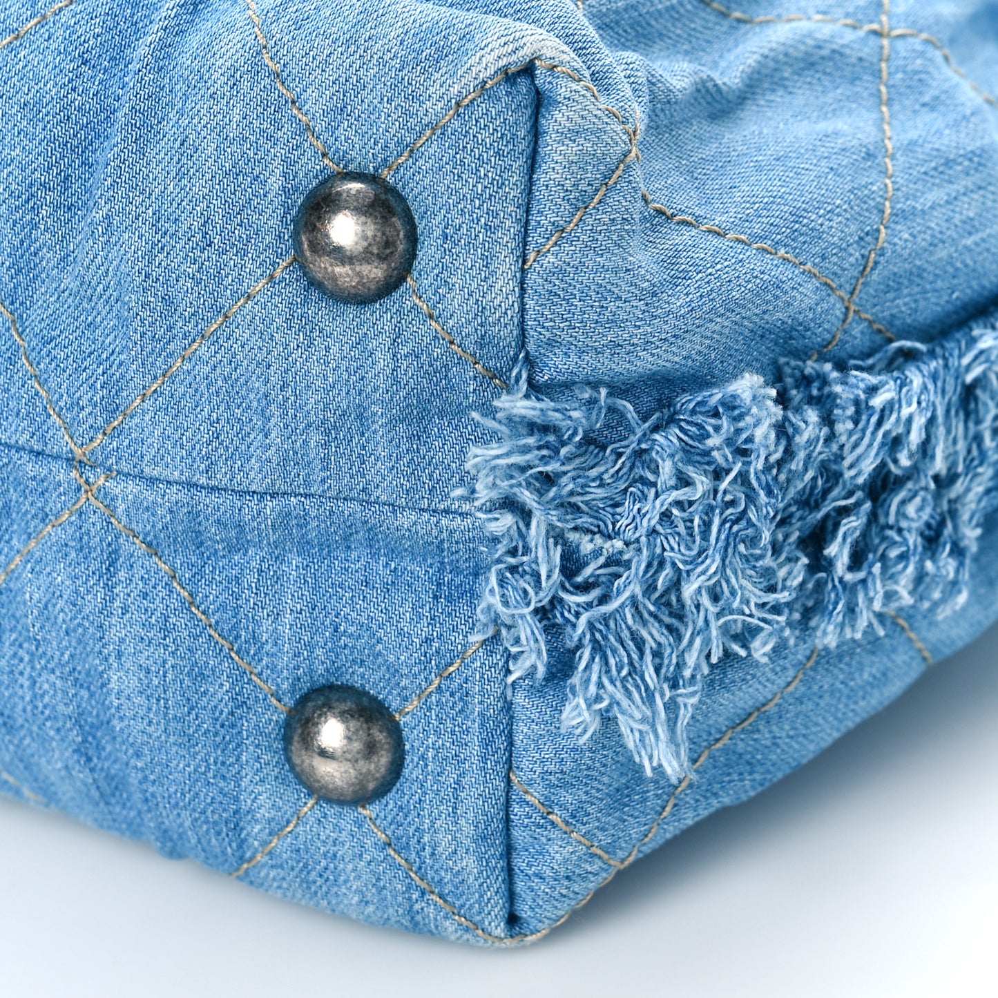 Denim Quilted Chain Hobo Light Blue