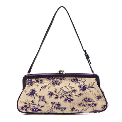 Prada Canvas Embroidered Kisslock Shoulder Bag 1 of 14