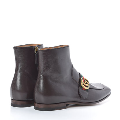 Gucci Goatskin Web Mens GG Ankle Boots 7 Cocoa 4 of 7