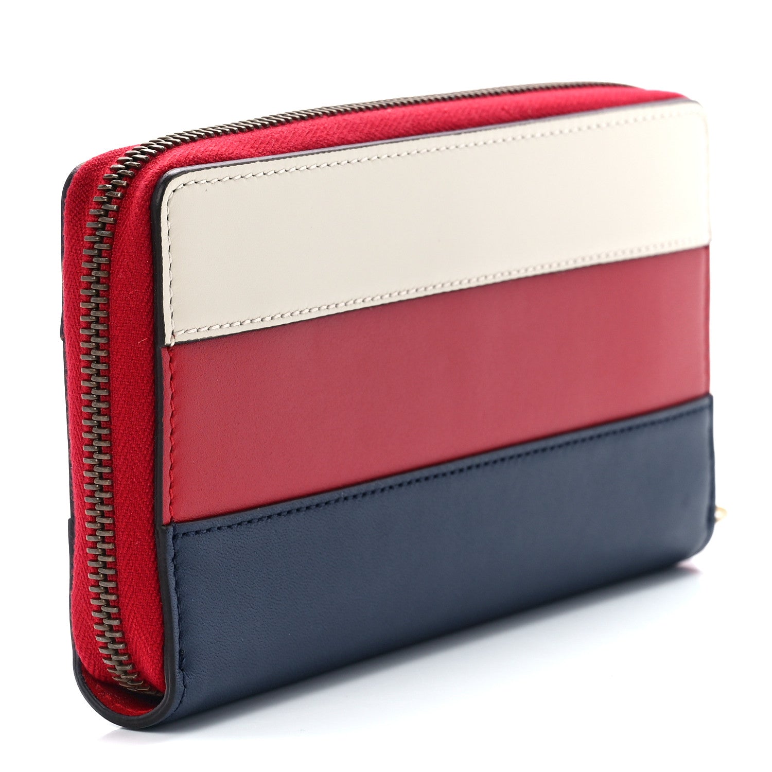 Gucci Calfskin Queen Margaret Zip Around Wallet Blue Agata Hibiscus Red Mystic White 3 of 10