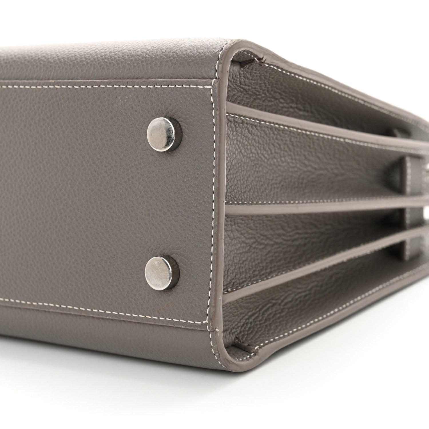Saint Laurent Grained Calfskin Topstich Baby Sac De Jour Grey 9 of 18