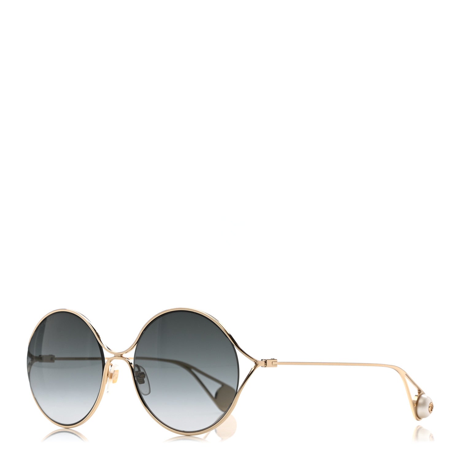 Gucci Round Pearl Tip Sunglasses GG0253S Gold 1 of 7