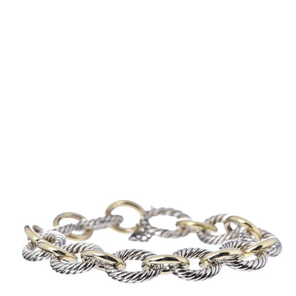 David Yurman Sterling Silver 18K Yellow Gold 12mm Large Oval Link Bracelet 3 of 4