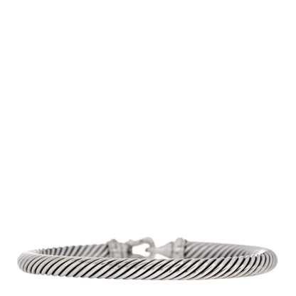David Yurman Sterling Silver Diamond 5mm Cable Buckle Bracelet 2 of 3