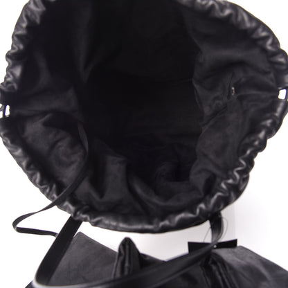 Saint Laurent Canvas Calfskin Teddy Drawstring Shopping Tote White Black 8 of 9
