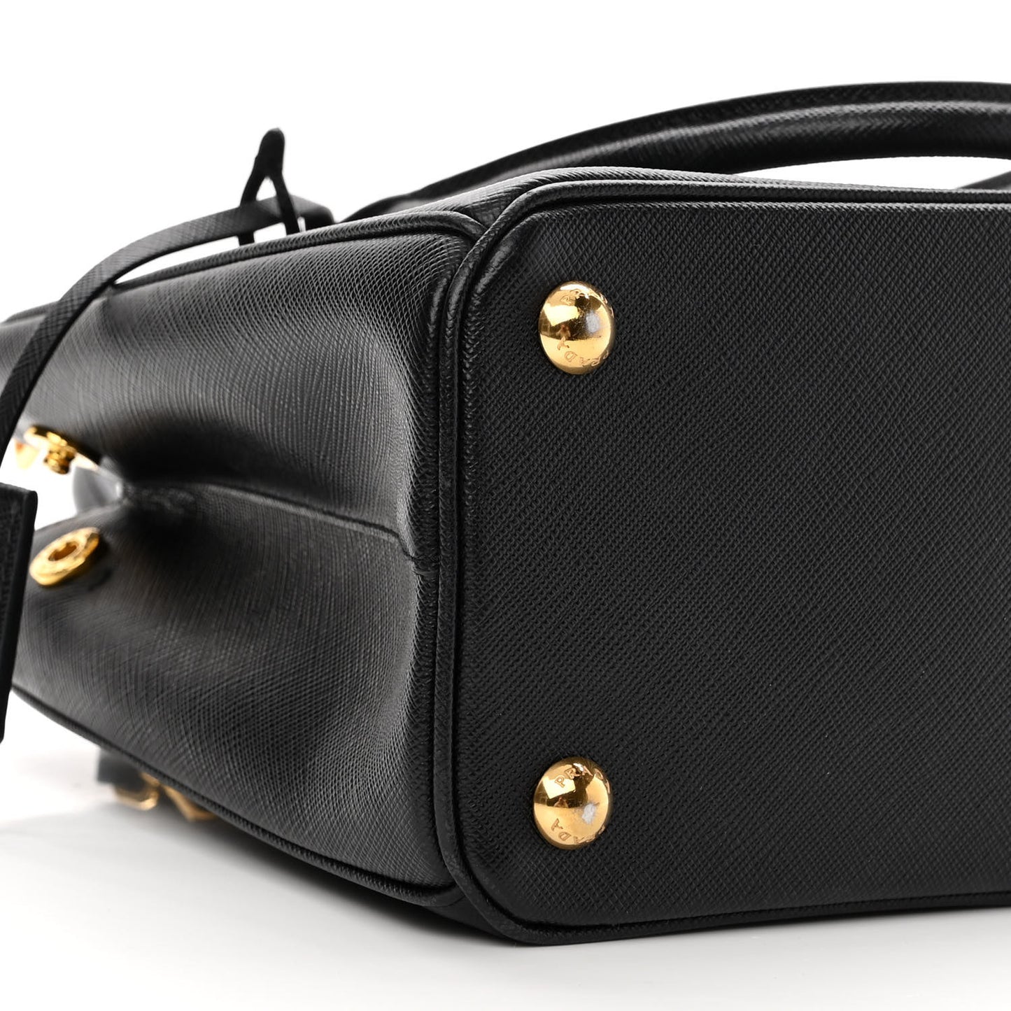 Saffiano Lux Mini Galleria Double Zip Tote Black
