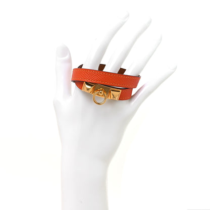Hermes Epsom Rivale Double Tour Bracelet S Orange 2 of 8