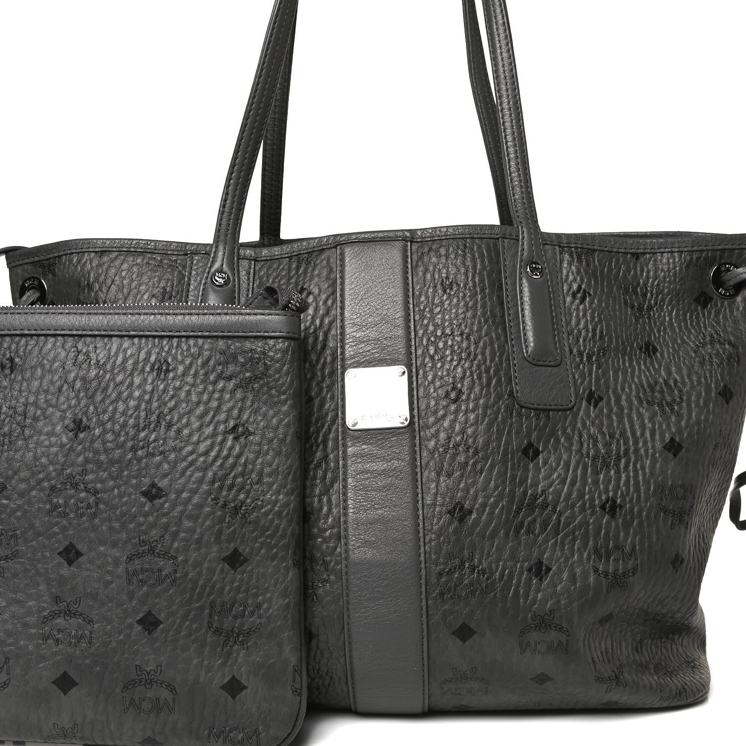 MCM Visetos Medium Liz Reversible Shopper Tote Phantom Grey 7 of 22