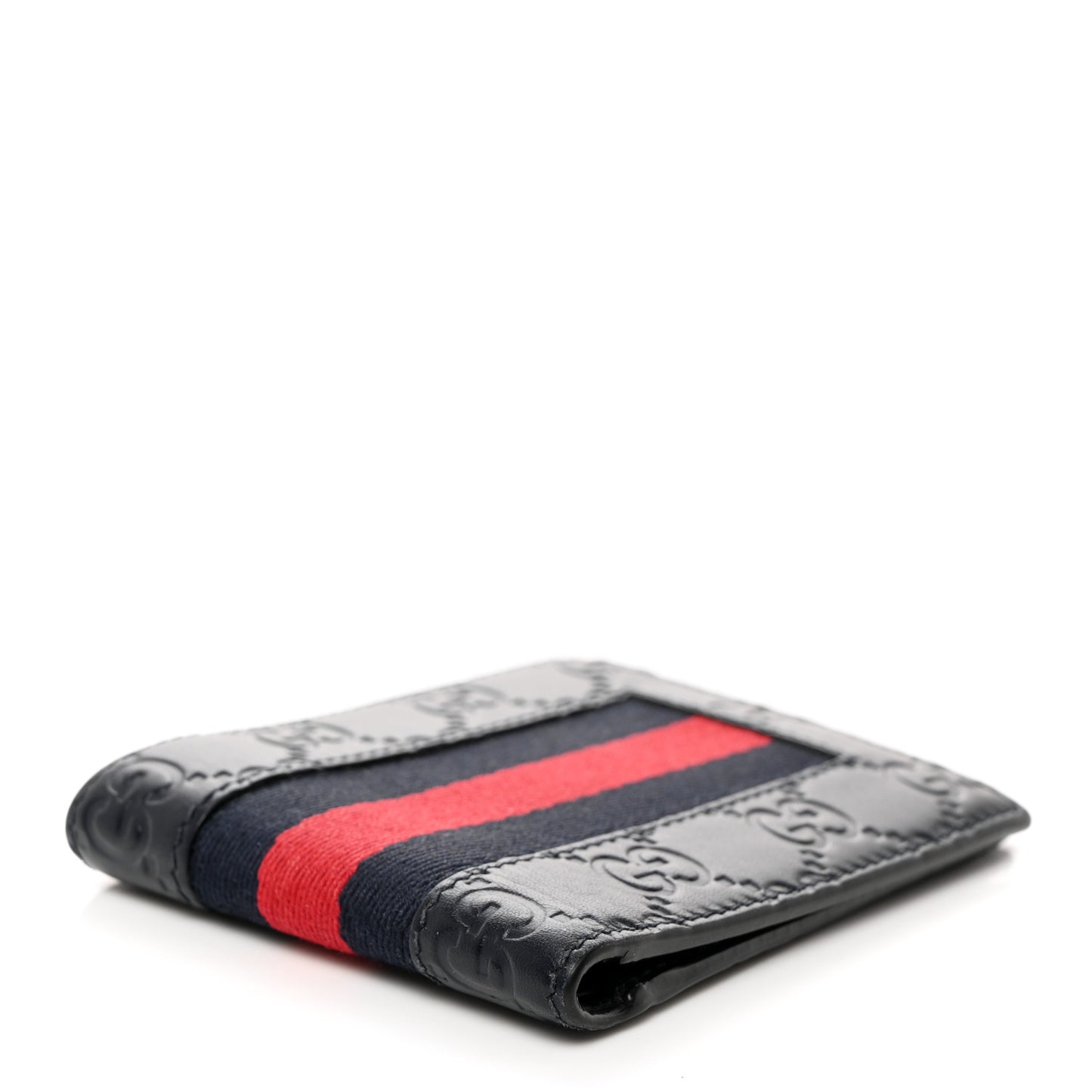 Guccissima Signature Web New Web Bi-Fold Wallet Blue