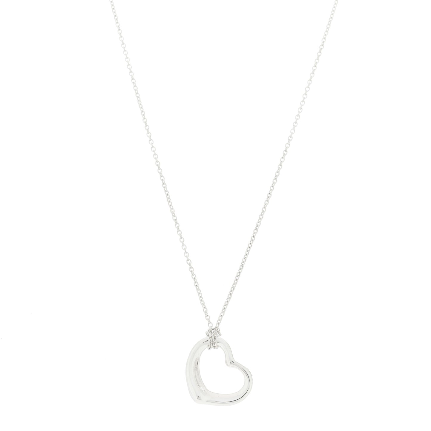 Sterling Silver 16mm Elsa Peretti Open Heart Pendant Necklace