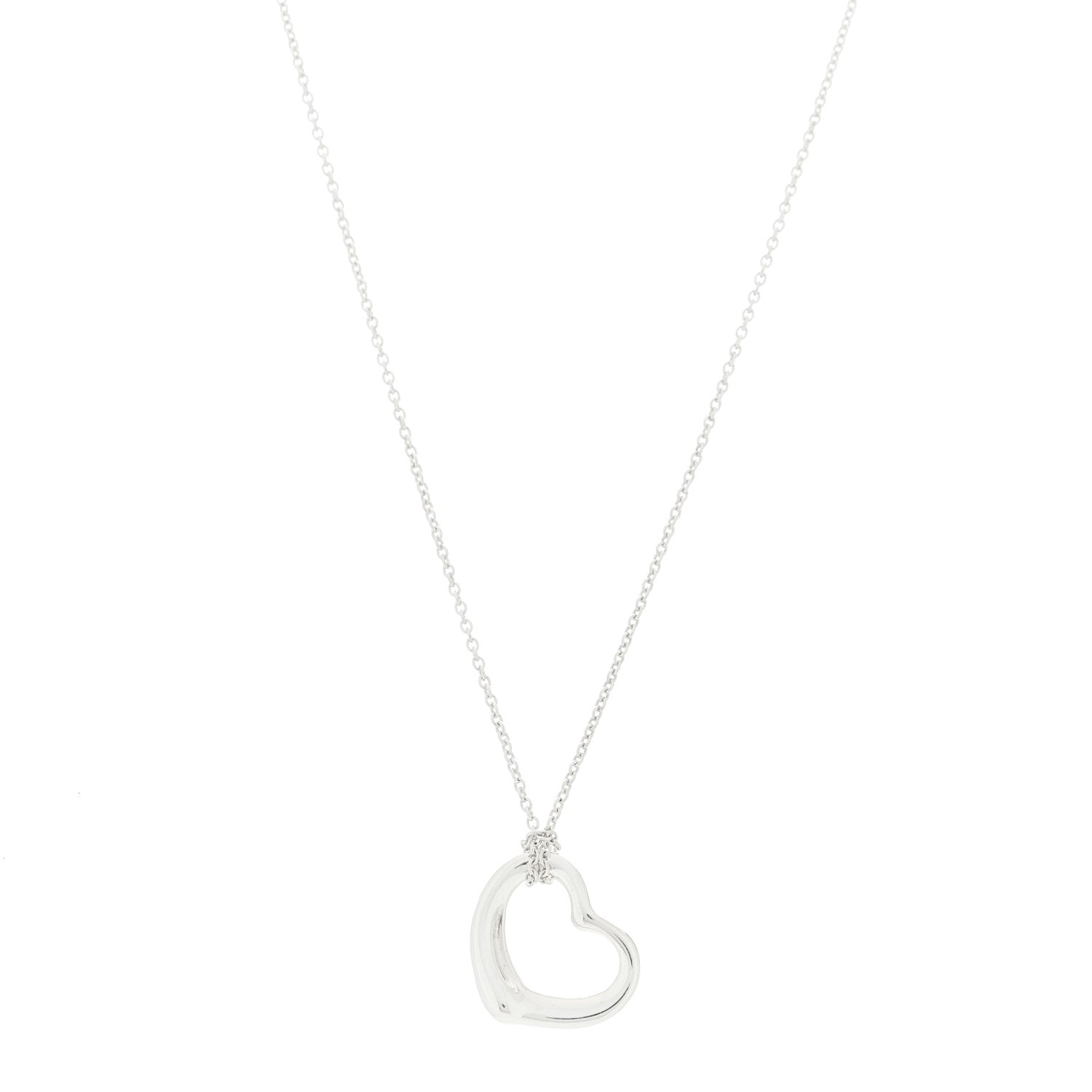 Tiffany Sterling Silver 16mm Elsa Peretti Open Heart Pendant Necklace 1 of 6