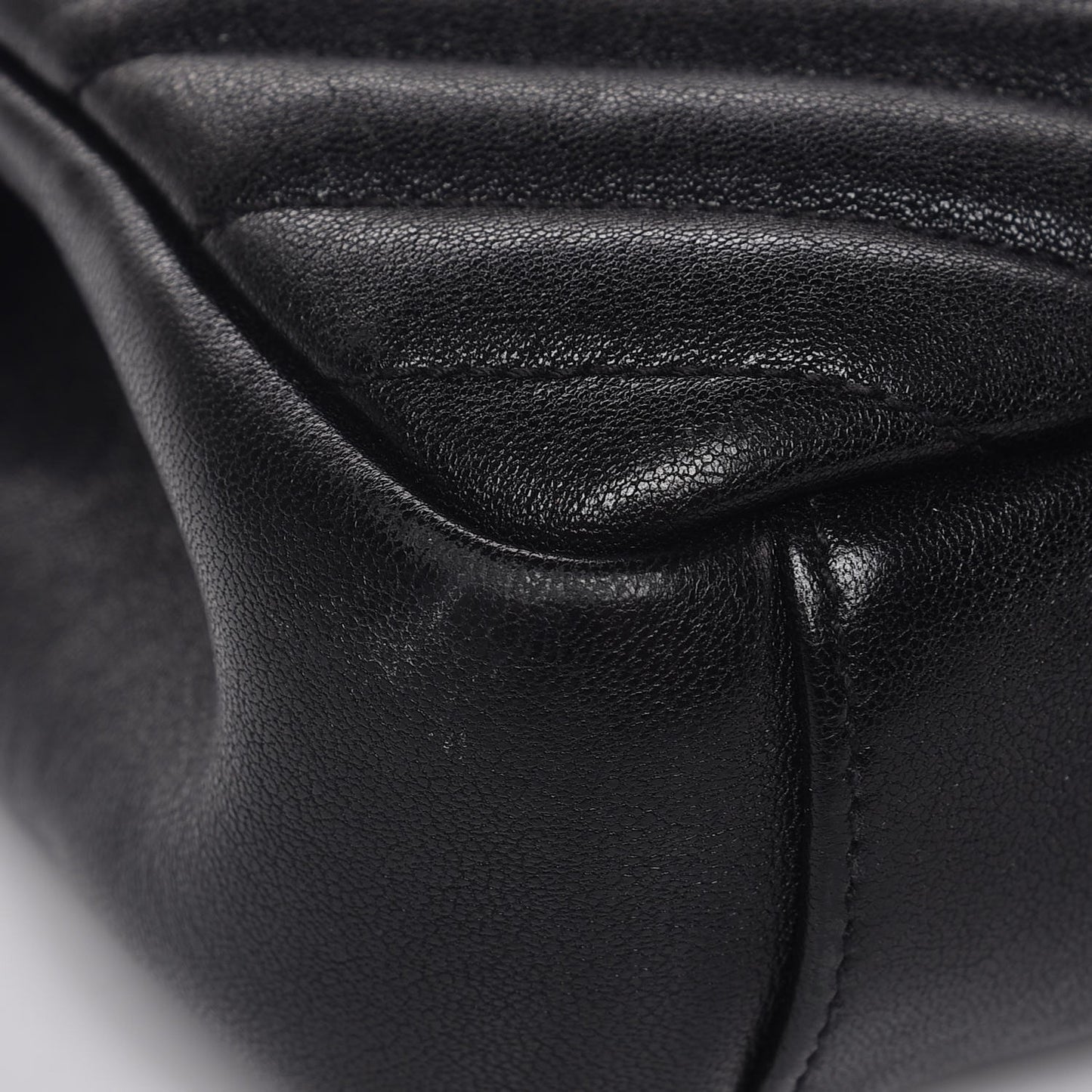 Sheepskin Matelasse Chevron Monogram Medium College Bag Black