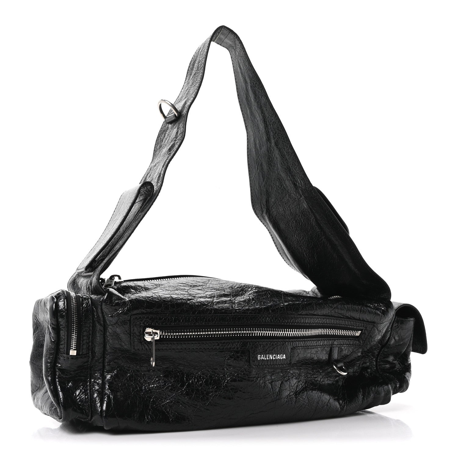 Balenciaga Agneau Arena Men's Superbusy Small Sling Zip Shoulder Bag Black 3 of 10