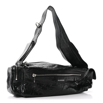 Balenciaga Agneau Arena Men's Superbusy Small Sling Zip Shoulder Bag Black 3 of 10
