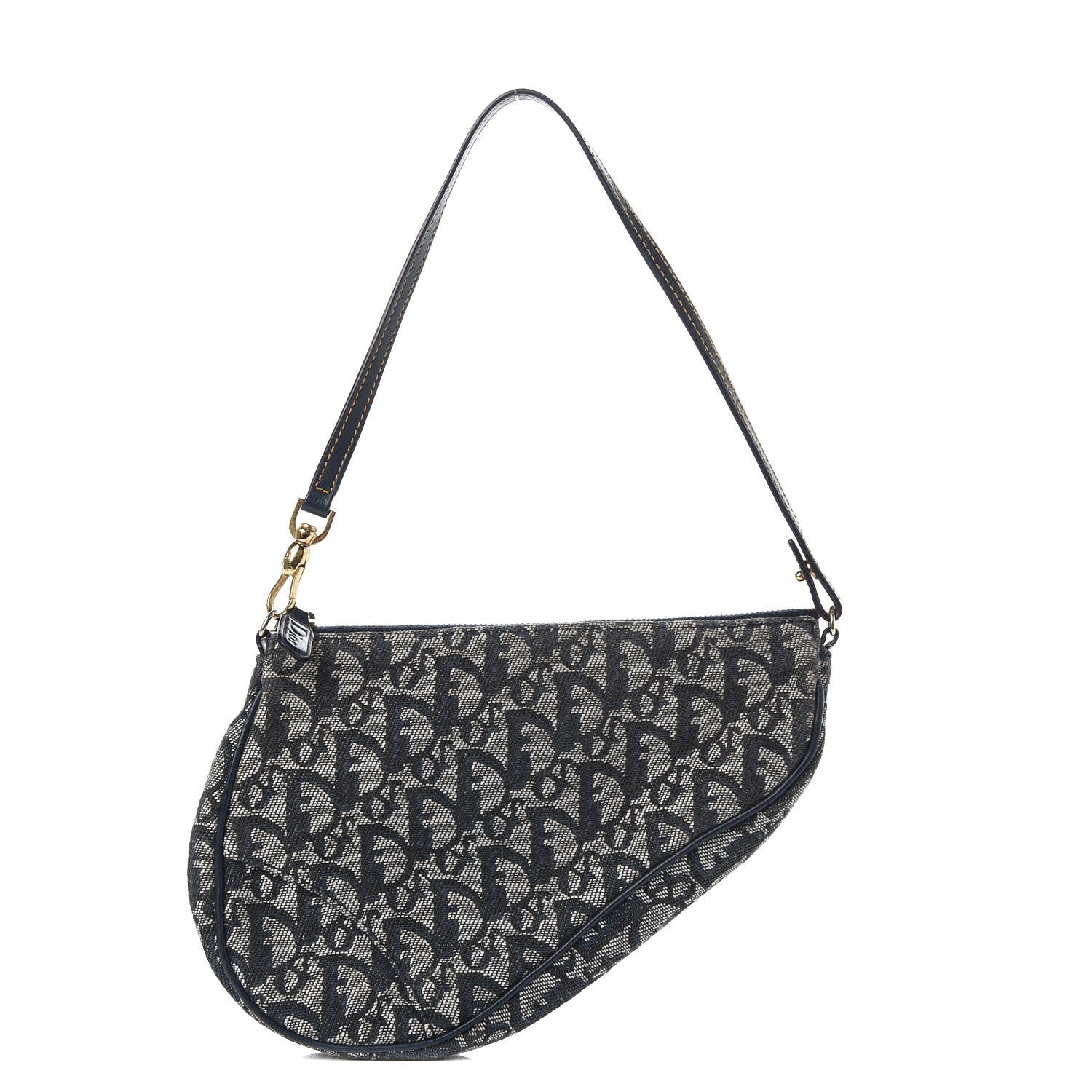 Christian Dior Monogram Mini Saddle Pochette Navy 1 of 8