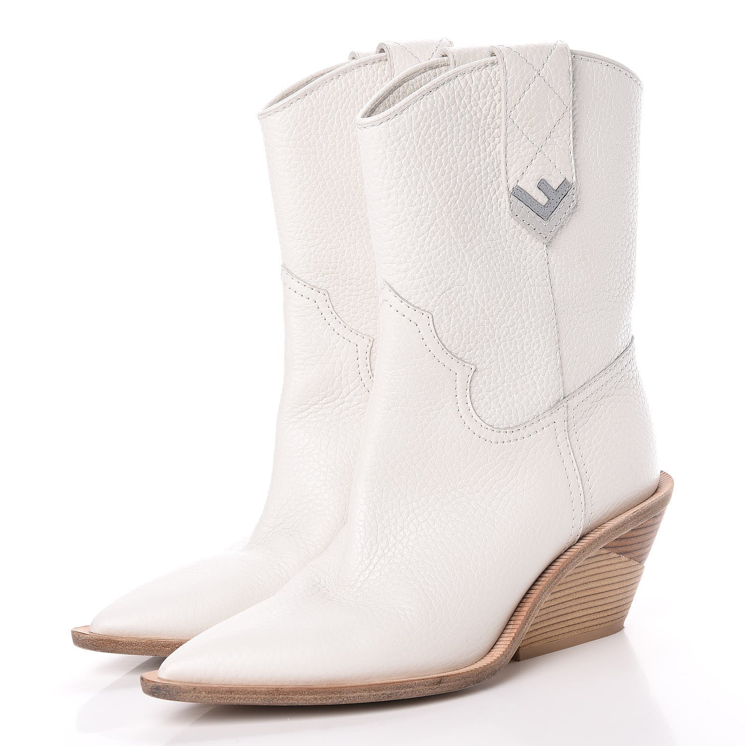 Fendi Grained Calfskin Cutwalk Ankle Boots 36.5 White 3 of 19