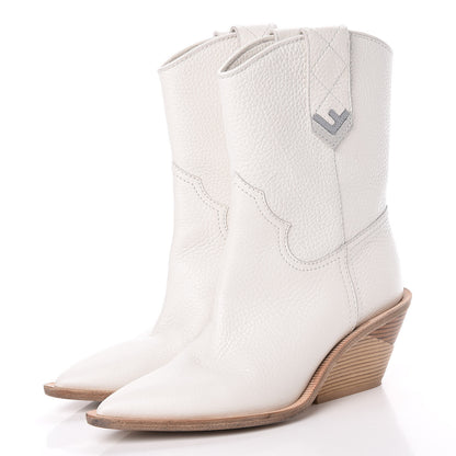 Fendi Grained Calfskin Cutwalk Ankle Boots 36.5 White 3 of 19