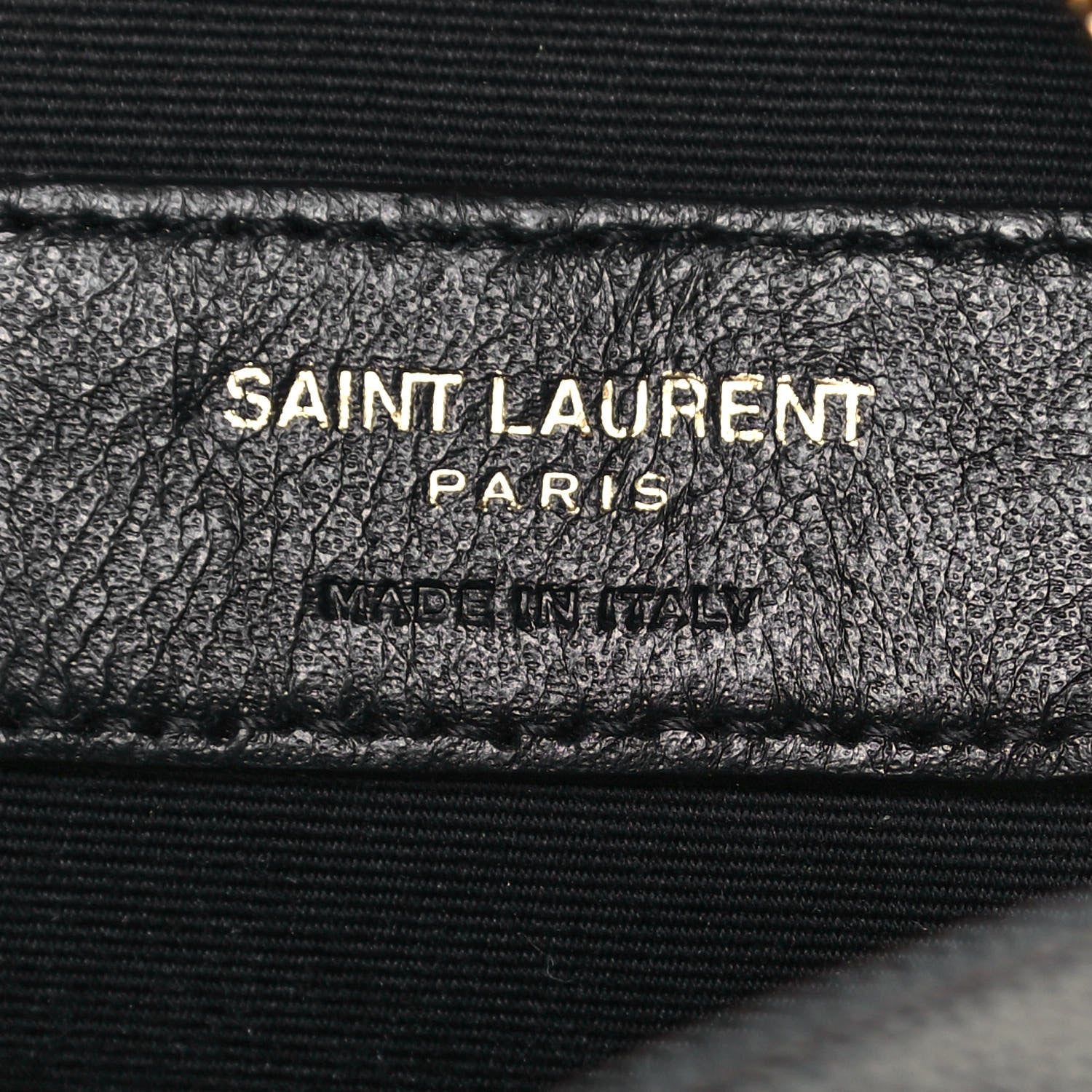 Saint Laurent Grain De Poudre Matelasse Chevron Quilted Round Vinyle Camera Bag Black 6 of 12