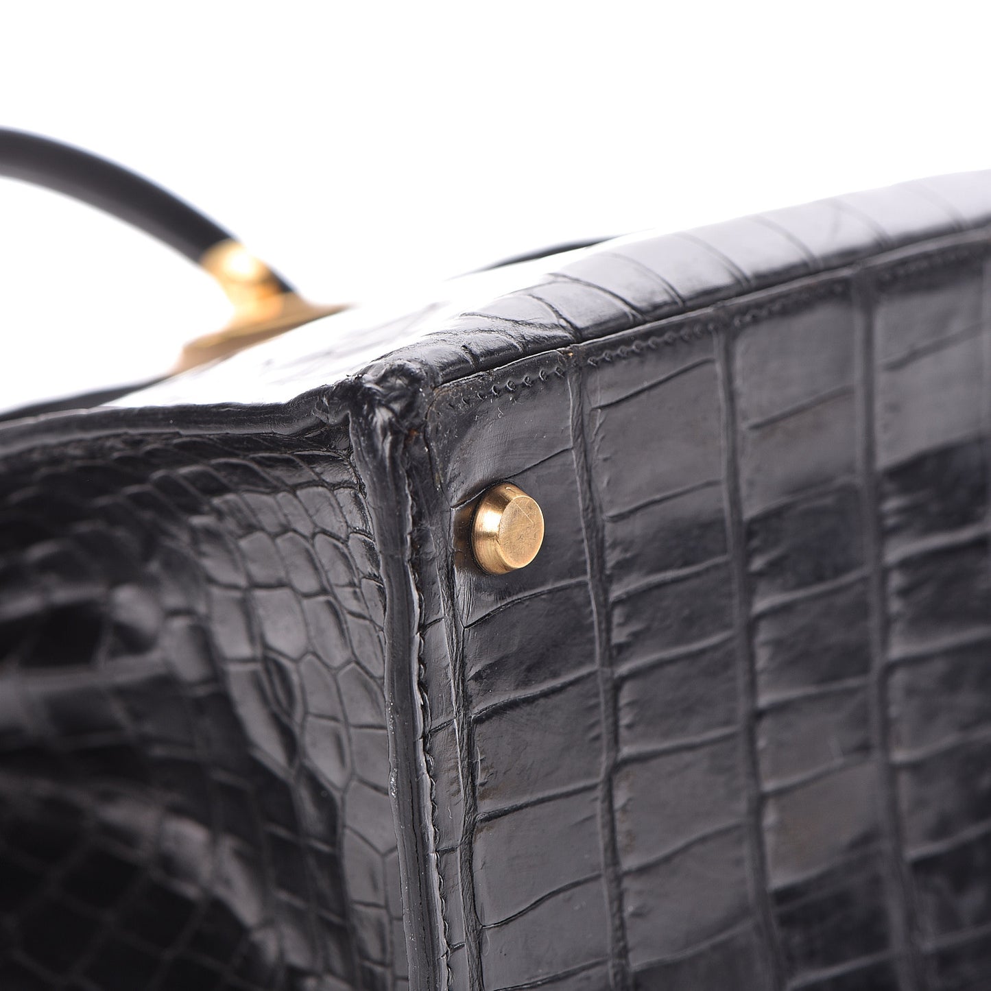 Shiny Porosus Crocodile Kelly Sellier 32 Black