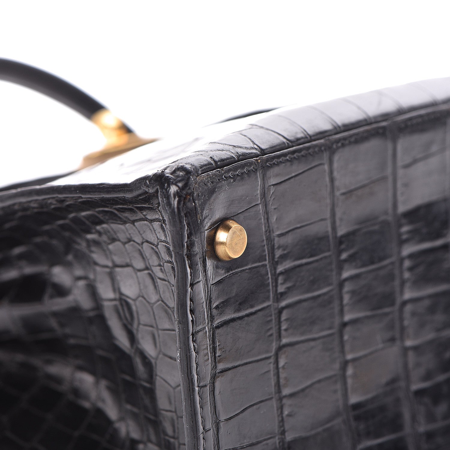 Hermes Shiny Porosus Crocodile Kelly Sellier 32 Black 20 of 28