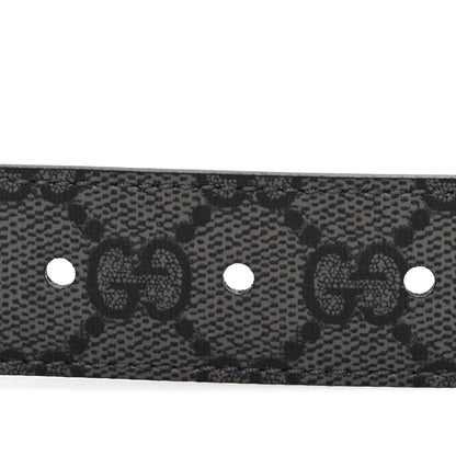 Gucci Selleria Calfskin GG Supreme Monogram Reversible Belt 90 36 Graphite Grey Black 3 of 5