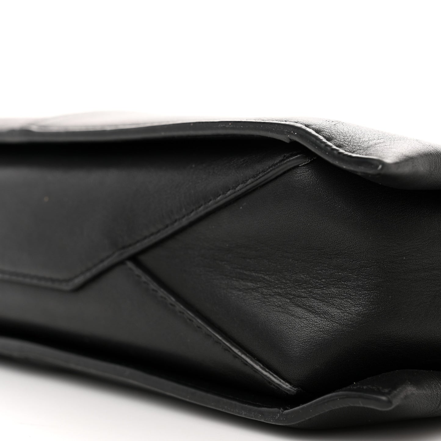 Smooth Calfskin Tri-Fold Clutch on Chain Black