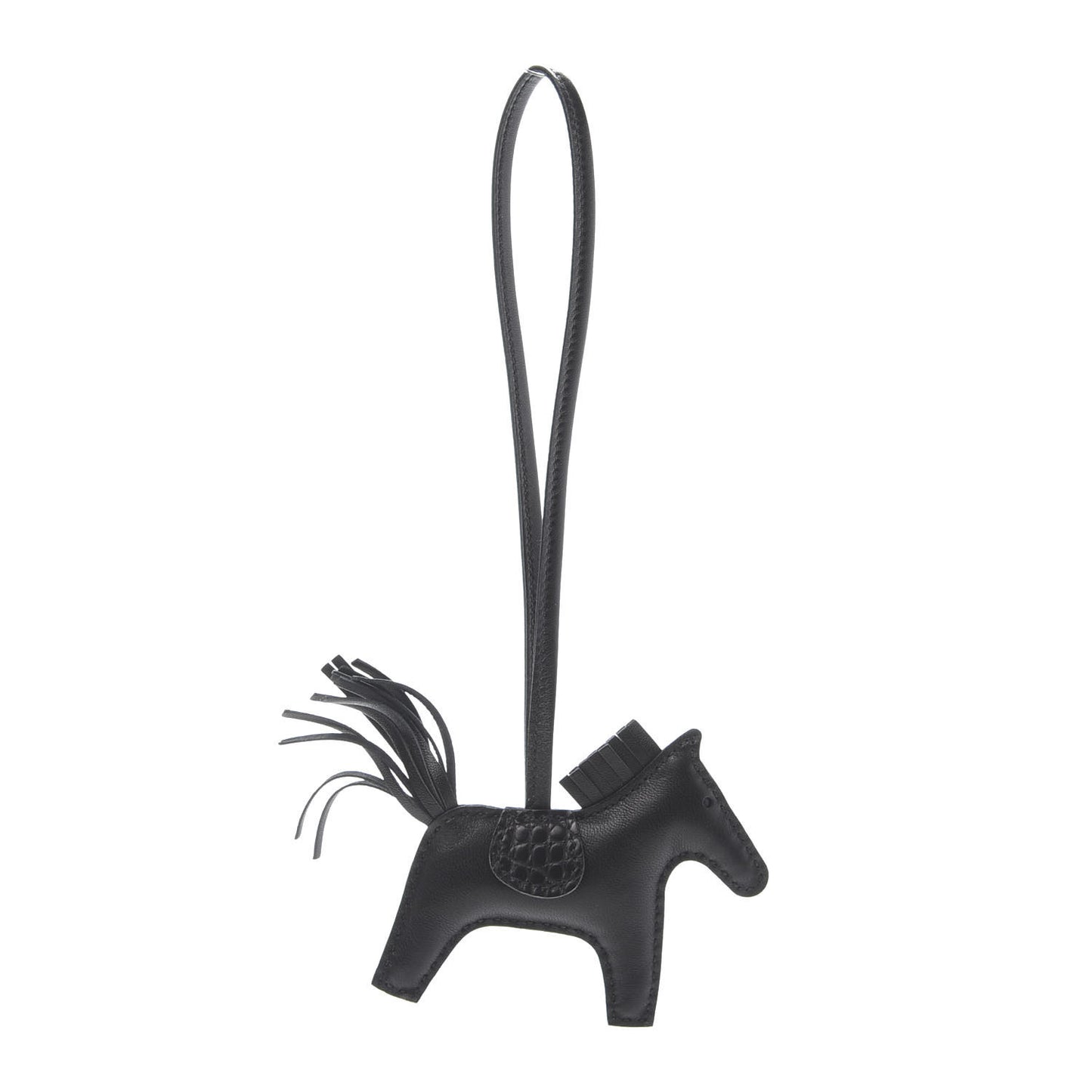 Milo Lambskin Matte Alligator Touch Grigri Rodeo Horse Bag Charm PM So Black