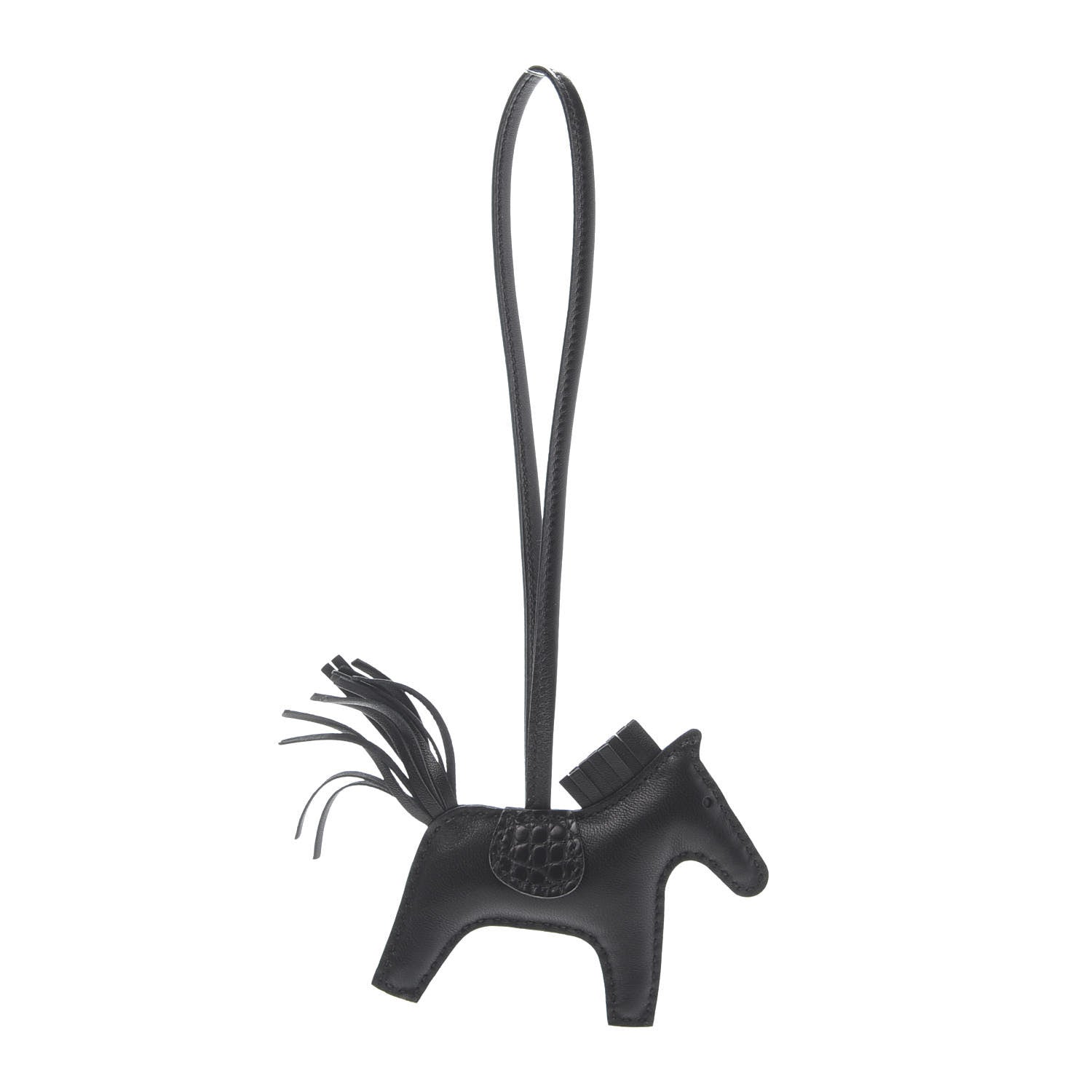 Hermes Milo Lambskin Matte Alligator Touch Grigri Rodeo Horse Bag Charm PM So Black 1 of 5
