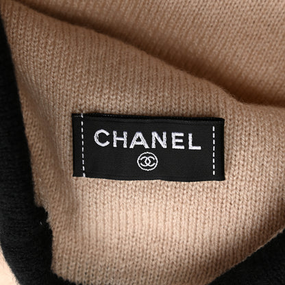 Chanel Cashmere CC Beanie Hat Beige Black 4 of 4