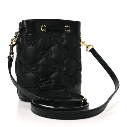 Gucci Nylon Calfskin Enamel GG Matelasse Bucket Bag Black 2 of 10
